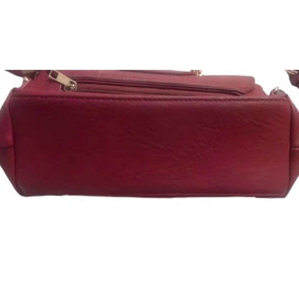 PETA Certified Vegan Faux Leather Burgundy Boho Fringe Festival Crossbody Bag - Picture 4 of 5